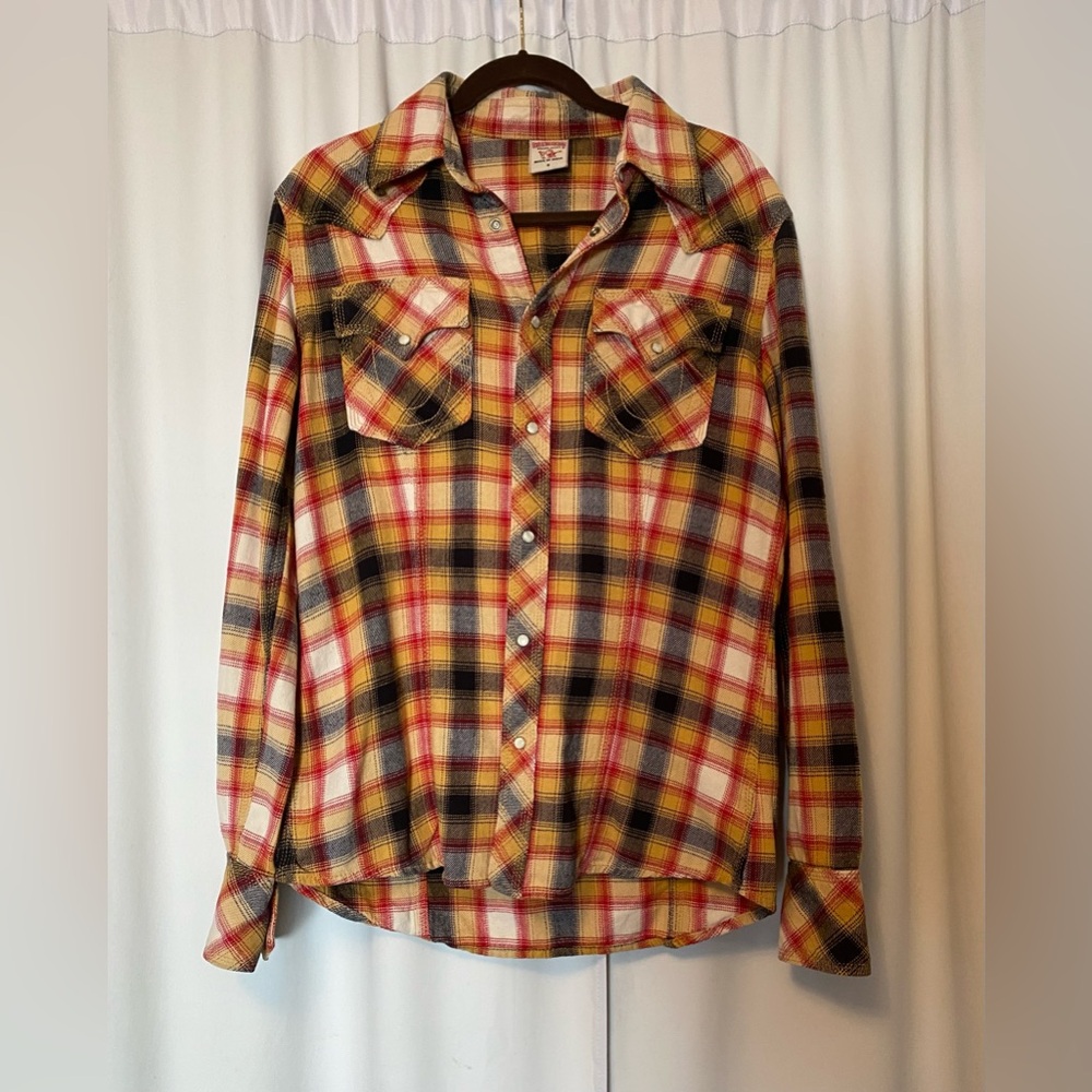 True Religion Multicolor Plaid Casual Button Down Shirt